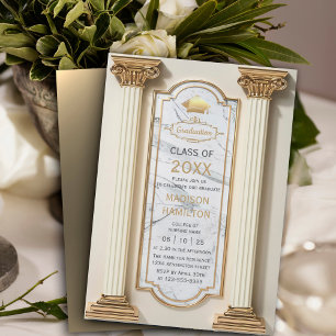 Invitación moderna de graduación con columna clási