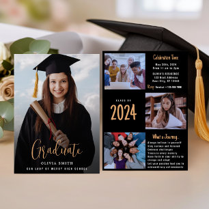 Invitación moderna de graduación con fotos de recu
