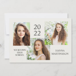 Invitación moderna de graduación de 3 Collages de
