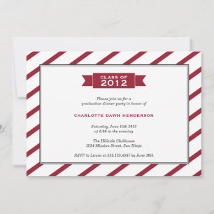 Invitación moderna de graduación de banda roja de