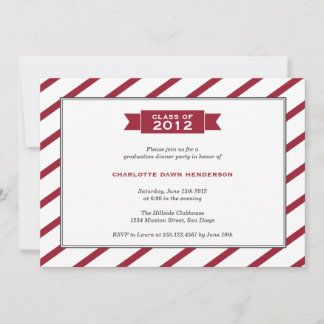 Invitación moderna de graduación de banda roja de 