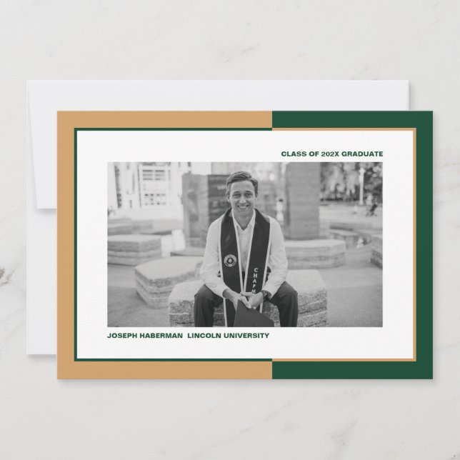 Invitación moderna de graduación de bloques de col (Anverso)