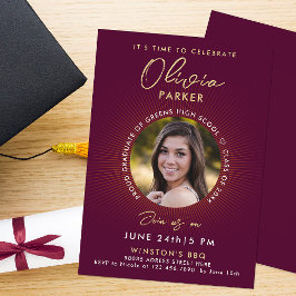 Invitación moderna de graduación de Borgoña