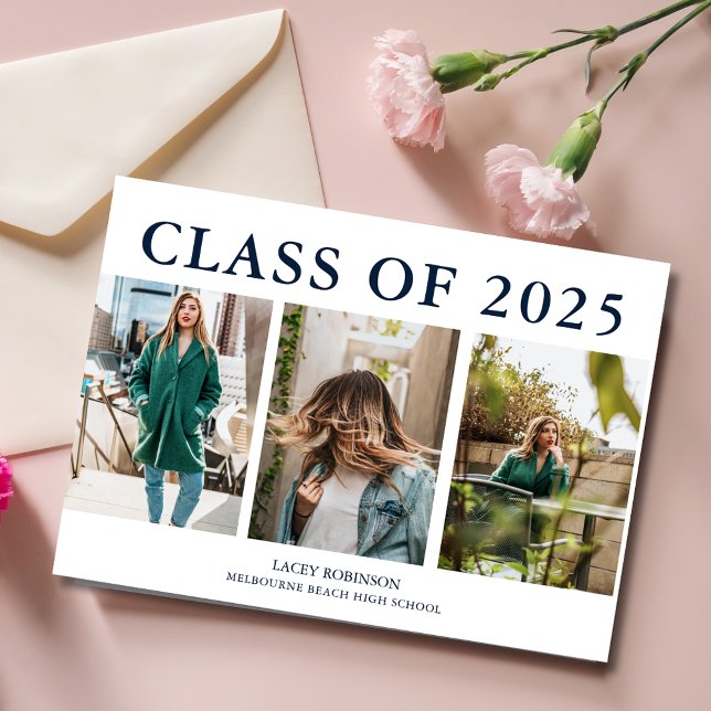 Invitación moderna de graduación de Collage de fot (Modern Photo Collage Graduation Announcement)