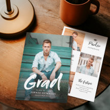 Invitación moderna de graduación de foto con guión