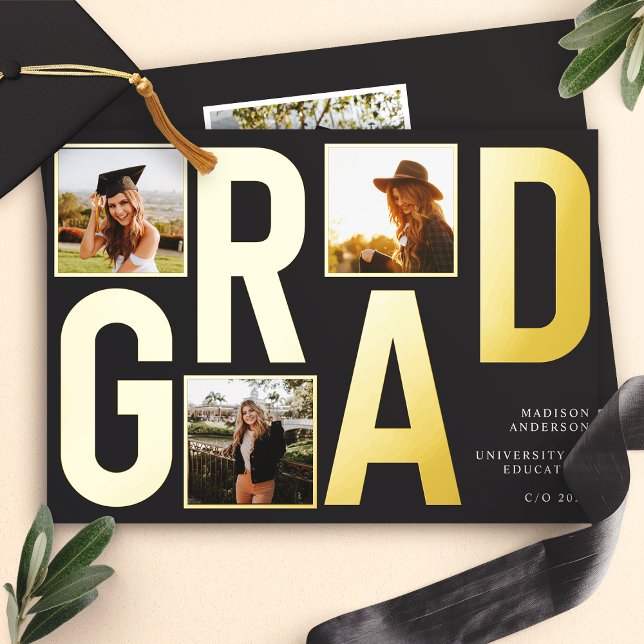 Invitación moderna de graduación de fotografía neg (Subido por el creador)