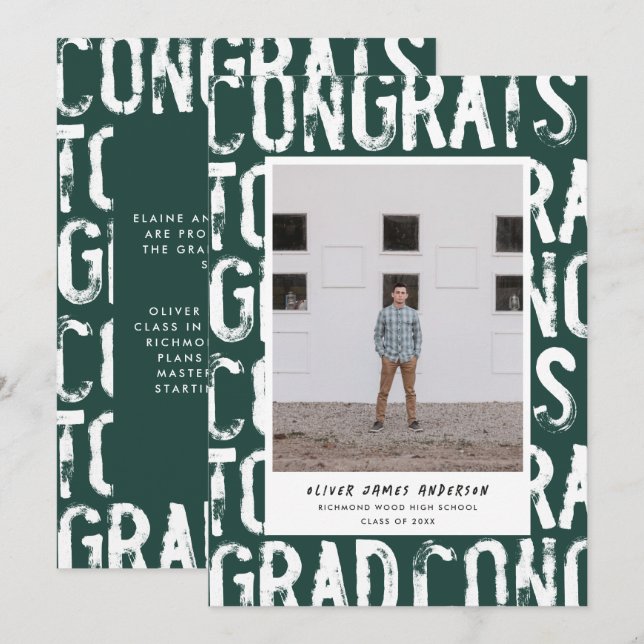 Invitación moderna de graduación de fotos de color (Anverso / Reverso)