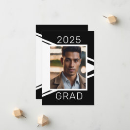 Invitación moderna de graduación de fotos en blanc