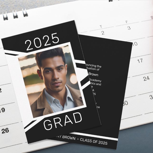 Invitación moderna de graduación de fotos en blanc (Subido por el creador)