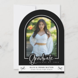 Invitación moderna de graduación de fotos en blanc
