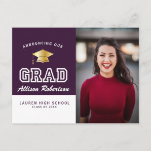 Invitación moderna de graduación de fotos en color