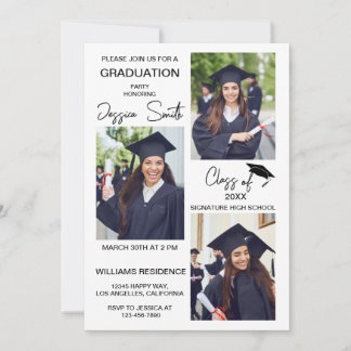 Invitación moderna de graduación de fotos múltiple