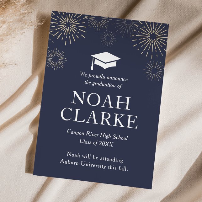 Invitación moderna de graduación de fuegos artific (Subido por el creador)