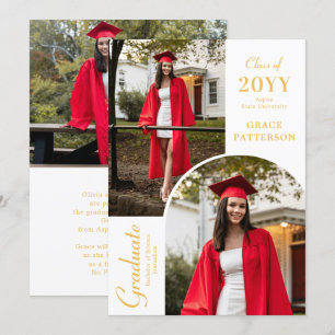 Invitación moderna de graduación de oro blanco fot