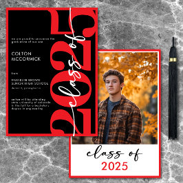 Invitación moderna de graduación de tipografía roj