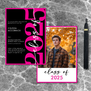 Invitación moderna de graduación de tipografía ros