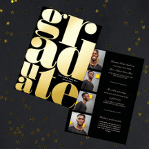 Invitación moderna de graduación de tipografía sim