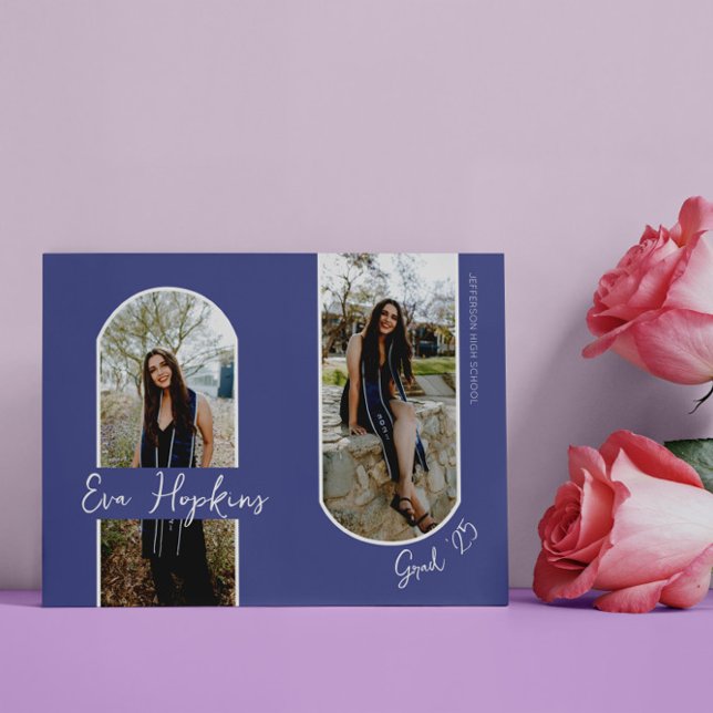 Invitación moderna de graduación Dos fotos (Modern graduation announcement two photos)