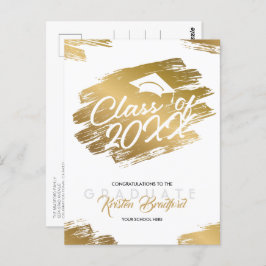 Invitación moderna de graduación en blanco con el