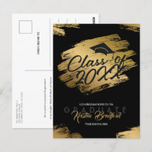 Invitación moderna de graduación en negro con rast