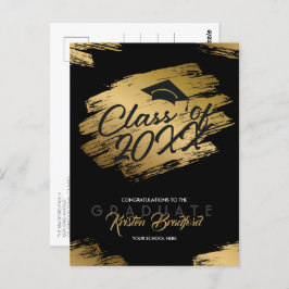 Invitación moderna de graduación en negro con rast