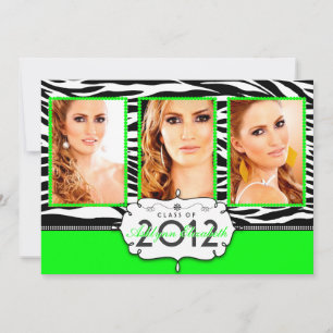 Invitación moderna de graduación en rayas de cebra