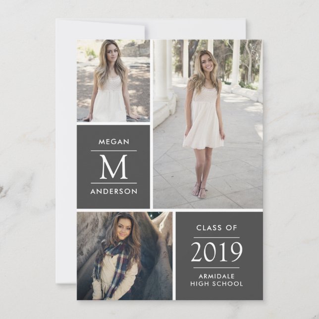 Invitación moderna de graduación fotográfica (Anverso)