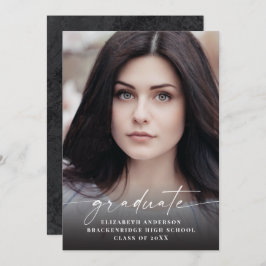 Invitación moderna de graduación fotográfica con e