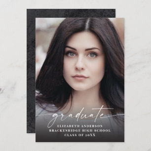 Invitación moderna de graduación fotográfica con e