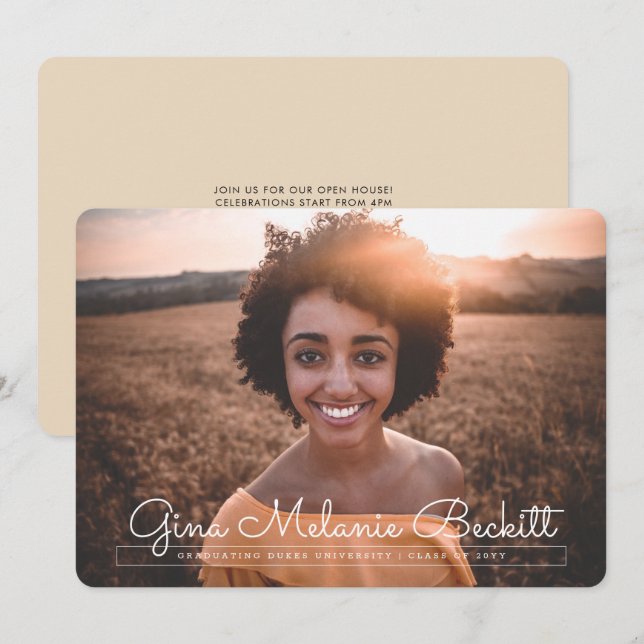 Invitación moderna de graduación Minimalista (Anverso / Reverso)