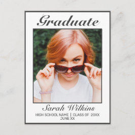 Invitación moderna de graduación Minimalista en bl