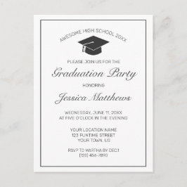 Invitación moderna de graduación Minimalista en bl