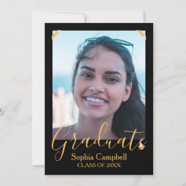 Invitación moderna de graduación negra
