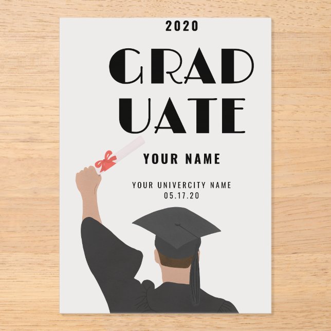 Invitación moderna de graduación | Personalizado (Anverso)