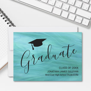Invitación moderna de graduación turquesa