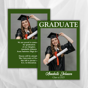 Invitación moderna de graduación verde fotográfica