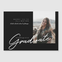 Invitación moderna de graduados negros con foto cl