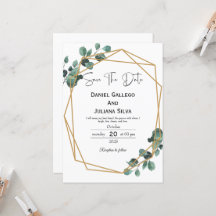Invitación moderna de greenery para guardar la fec