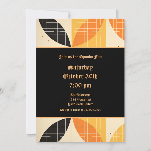 Invitación moderna de Halloween (Reverso)