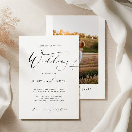 Invitación moderna de la boda de caligrafía elegan