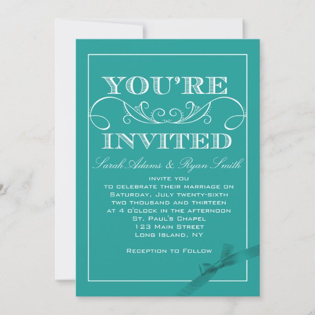 Invitación moderna de la boda de la cinta de la (Anverso)