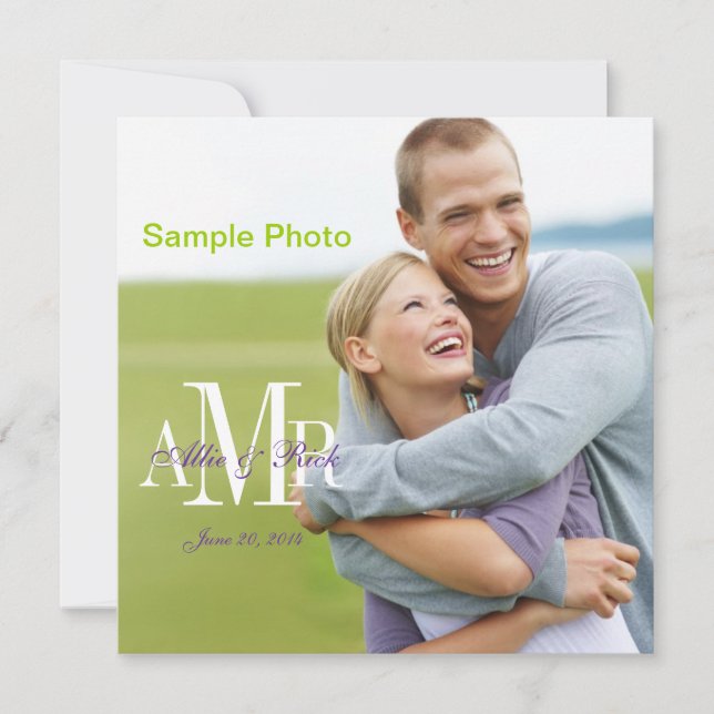 Invitación moderna de la boda de la foto del (Anverso)