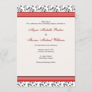 Invitación moderna de la boda del remolino (roja)