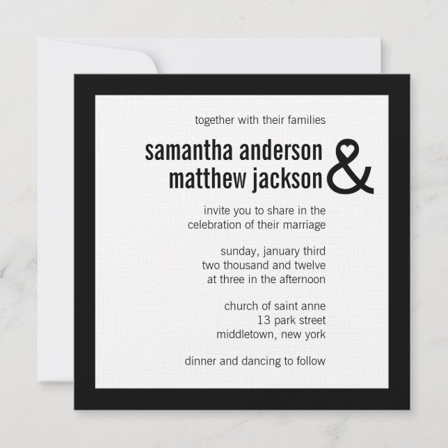 Invitación moderna de la boda del signo "&" del (Anverso)