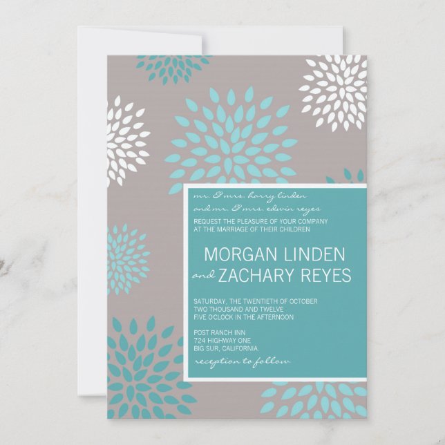 Invitación moderna de la boda:: Flores de la (Anverso)