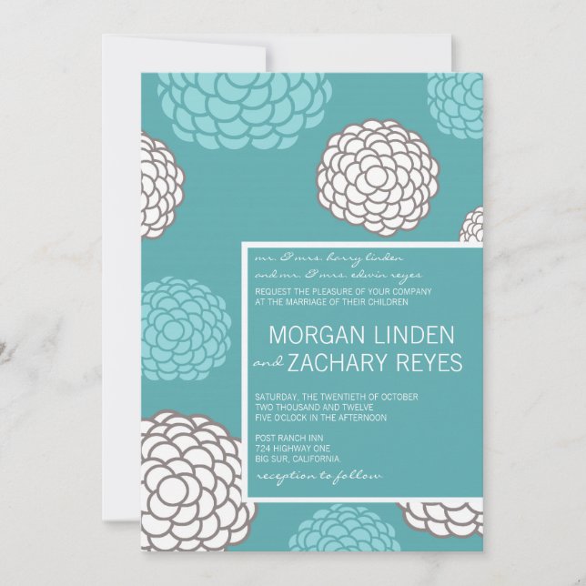 Invitación moderna de la boda:: Flores de la (Anverso)