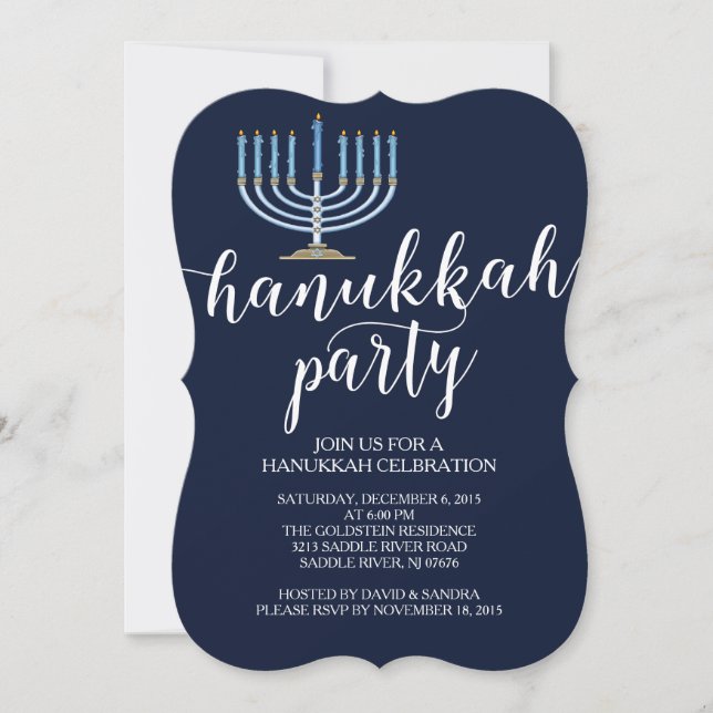 Invitación moderna de la celebración de Menorah (Anverso)