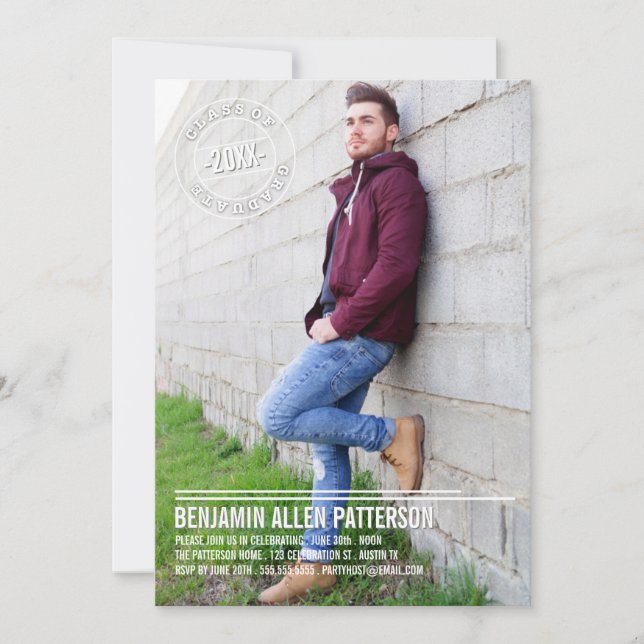 Invitación moderna de la fiesta de graduación de (Anverso)