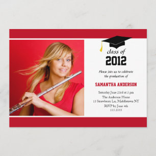 Invitación moderna de la graduación - rojo