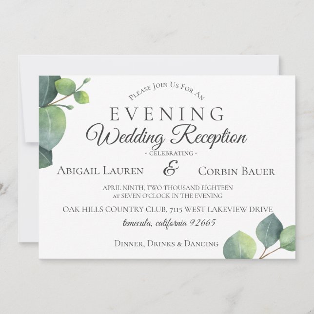 Invitación moderna de la recepción nupcial del (Anverso)